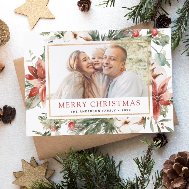 Budget Merry Christmas Greenery Photo Holiday Flye Flyer (Creator Uploaded)