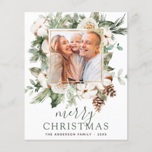 Budget Merry Christmas Greenery Photo Holiday Flyer