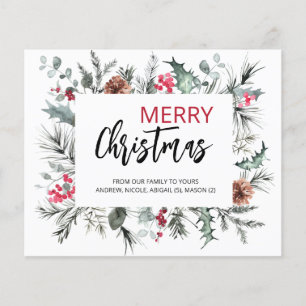 Budget Merry Christmas Holiday Greenery 2025 card