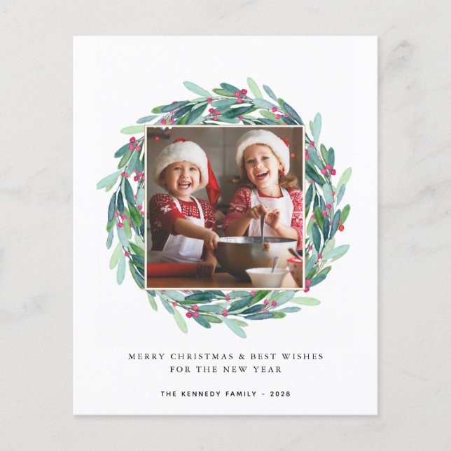 Budget Merry Christmas Holiday Photo Card  (Front)