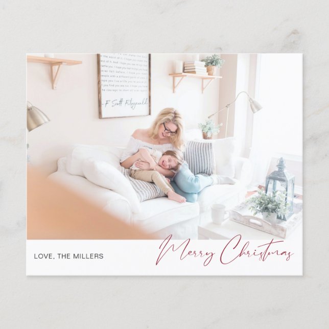 Budget Merry Christmas Modern Minimalist Photo 2 Flyer (Front)