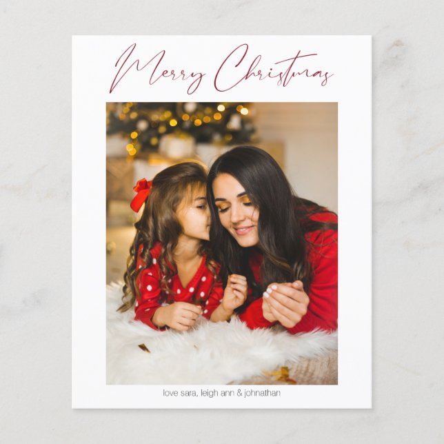 Budget Merry Christmas Modern Minimalist Photo Flyer (Front)