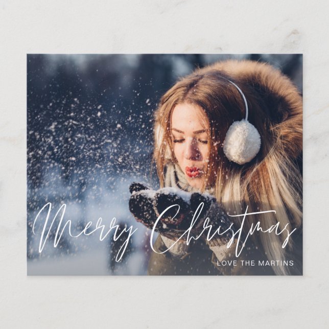 Budget Merry Christmas Modern Script Photo 2 Flyer (Front)