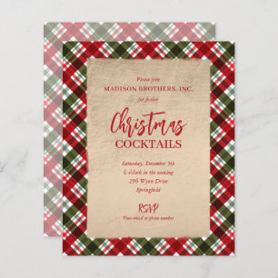 Budget Merry Christmas on Plaid Party Invitations