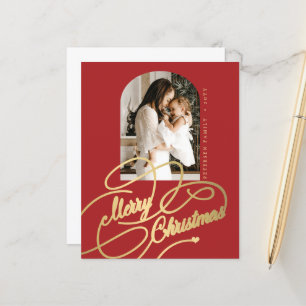 Budget Merry Christmas photo elegant holiday card
