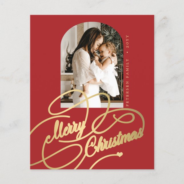 Budget Merry Christmas photo elegant holiday Flyer (Front)