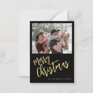 Budget Merry Christmas photo gold black Holiday Card