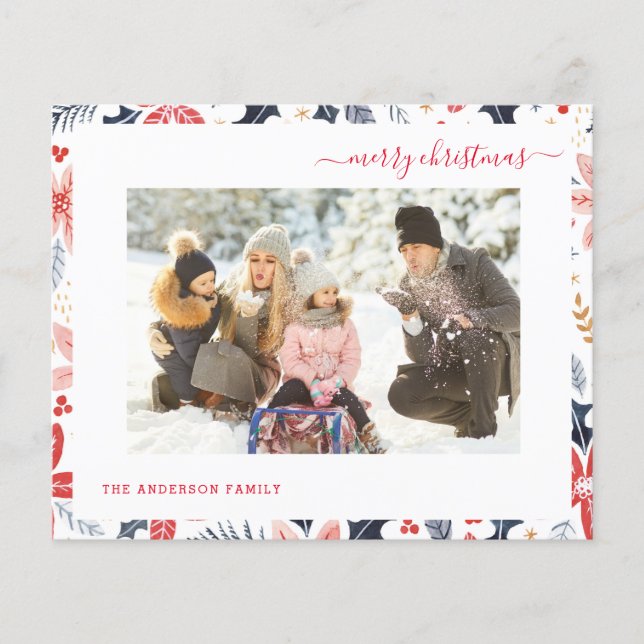 Budget Merry Christmas Photo Modern 2021 Card (Front)