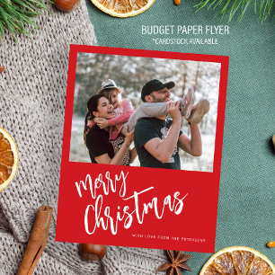 Budget Merry Christmas photo red Holiday Card