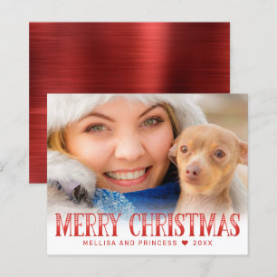 Budget Merry Christmas Red Script Photo Holiday