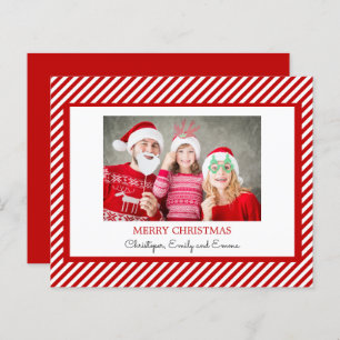 Budget Merry Christmas Red White Photo Card