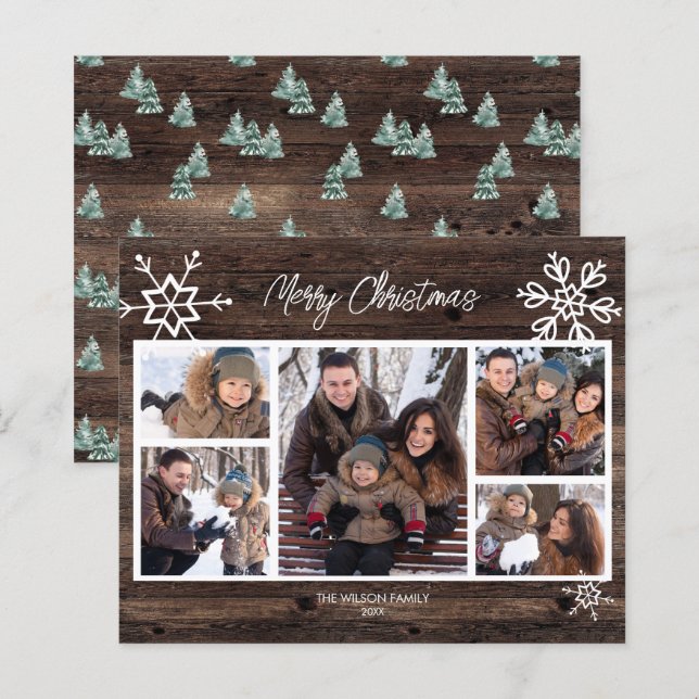 Budget Merry Christmas Rustic Photo Holiday Card (Front/Back)