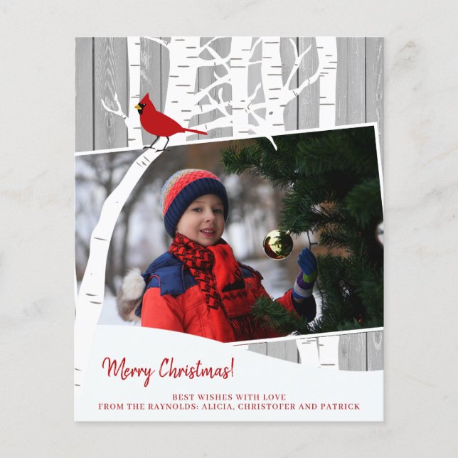 Budget Merry Christmas rustic photo holiday Flyer (Front)