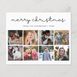 Budget Merry Christmas Script 8 Photo Holiday Card