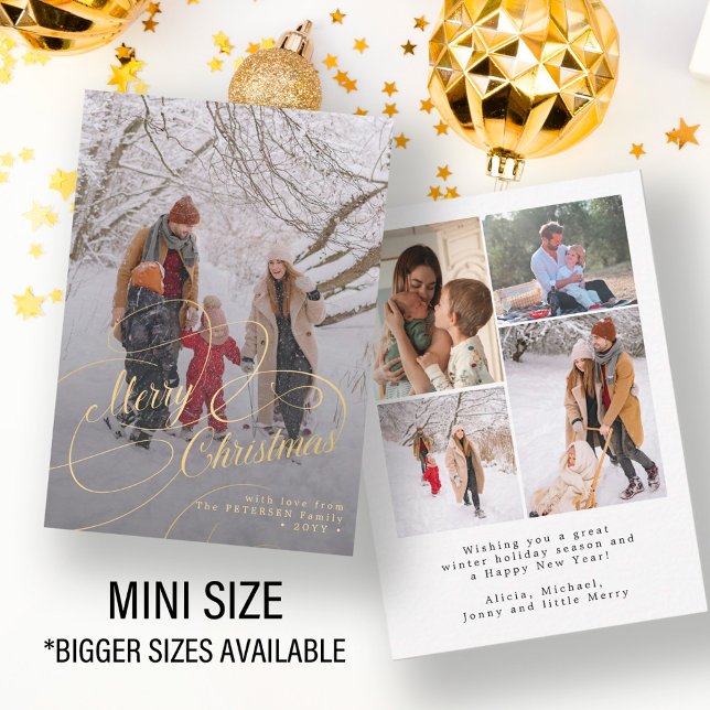 Budget Merry Christmas script photo holiday card (Creator Uploaded)