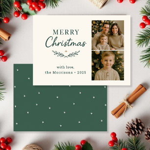 Budget Merry Christmas Two Photo Holiday Flat Card