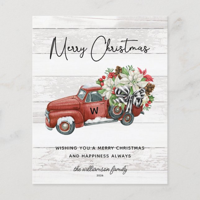 Budget Merry Christmas Vintage Red Truck  Flyer (Front)
