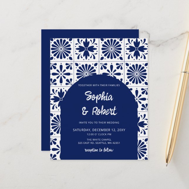 Budget Mexican Blue Talavera Tiles Wedding (Front/Back In Situ)