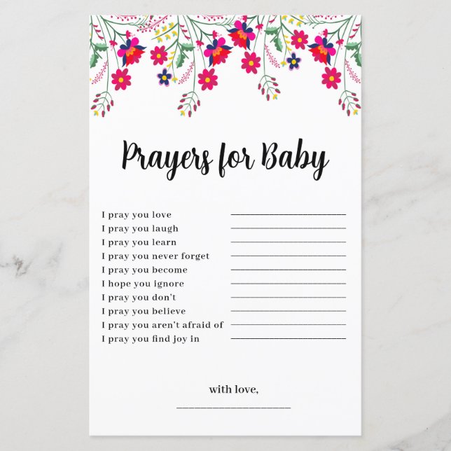Budget Mexican Floral Prayers for Baby Shower Card (Front)