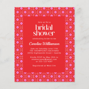 Budget Mid Modern Red Pink Geometric Bridal Shower