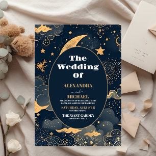 Budget Midnight Blue Gold Celestial Wedding
