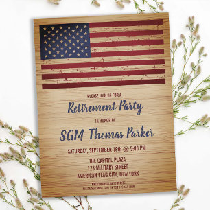 Budget Military Retirement American Flag Invite
