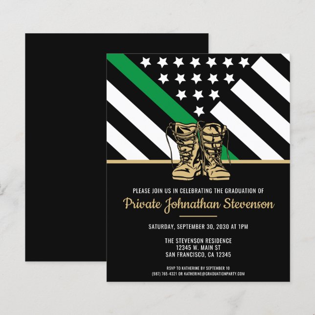 Budget Military Training Graduation Invitation (Front/Back)