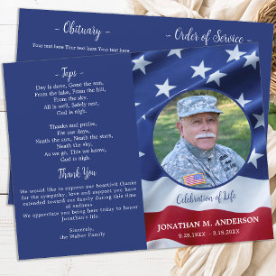 Budget Military USA Flag Veteran Funeral Program