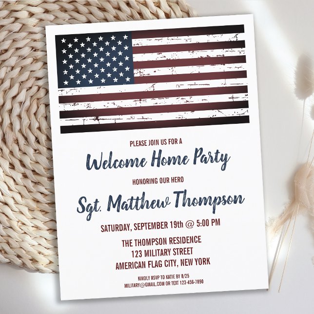 Budget Military Welcome Home Party Flag Invitation (Creator Uploaded)