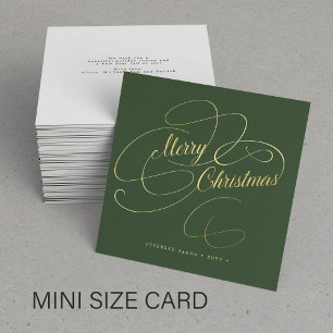 Budget MINI SIZE Merry Christmas gold script Card