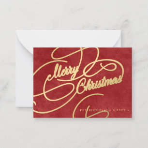Budget MINI SIZE Merry Christmas red Holiday Card