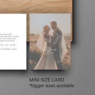 Budget MINI SIZE photo overlay newlywed holiday Card