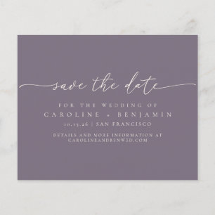 Budget Minimal Dark Purple Script Save the Date