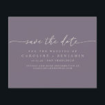 Budget Minimal Dark Purple Script Save the Date<br><div class="desc">Budget Minimalist Modern Script Wedding Save the Date in Dark Dusty Purple</div>