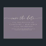 Budget Minimal Dark Purple Script Save the Date<br><div class="desc">Budget Minimalist Modern Script Wedding Save the Date in Dark Dusty Purple</div>