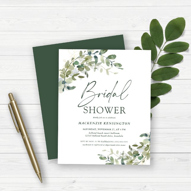 Budget Minimal Eucalyptus Bridal Shower Invite (Creator Uploaded)