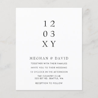 Budget Minimal Modern Black Wedding Invitation