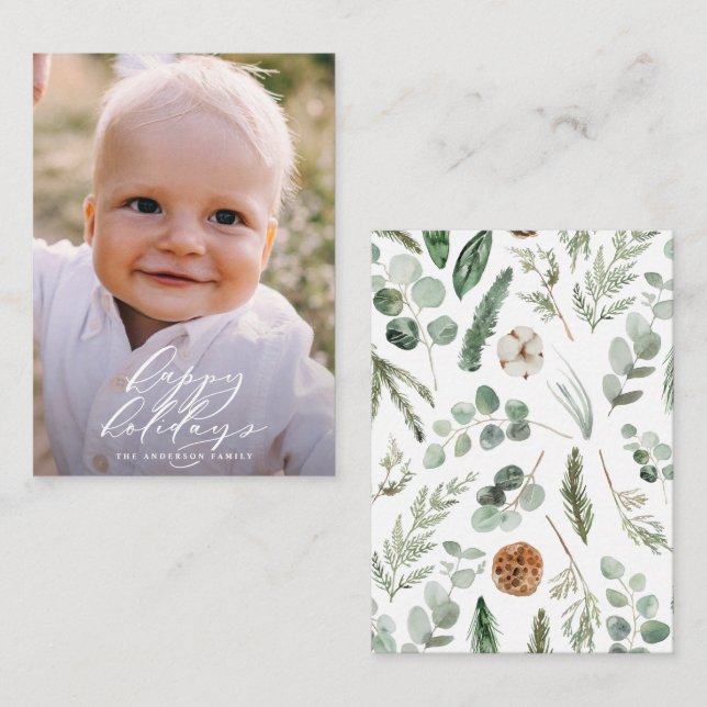 budget minimal photo Christmas holiday Card (Front/Back)
