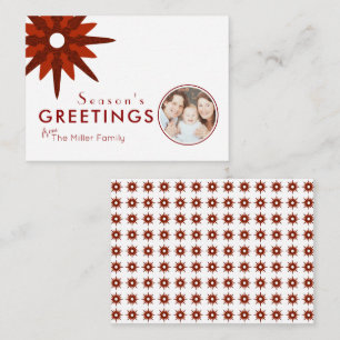 Budget Minimal Red & White Snowflake Family Photo Card