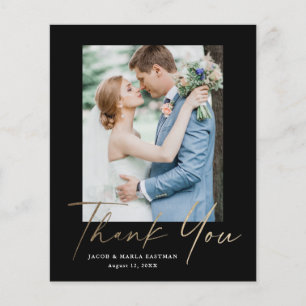 Budget Minimal Script Photo Wedding Thank You Card