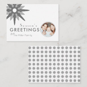 Budget Minimal Silver Snowflake Family Photo Card