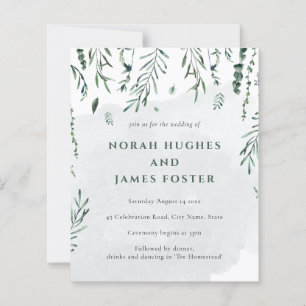 Budget Minimal Simple Watercolor Leaves Wedding