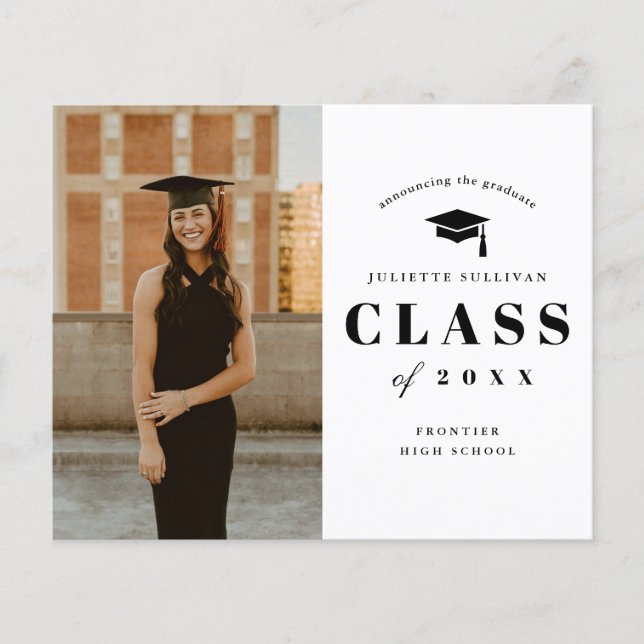 Budget Minimal Type Photo Graduation Announcement (Front)