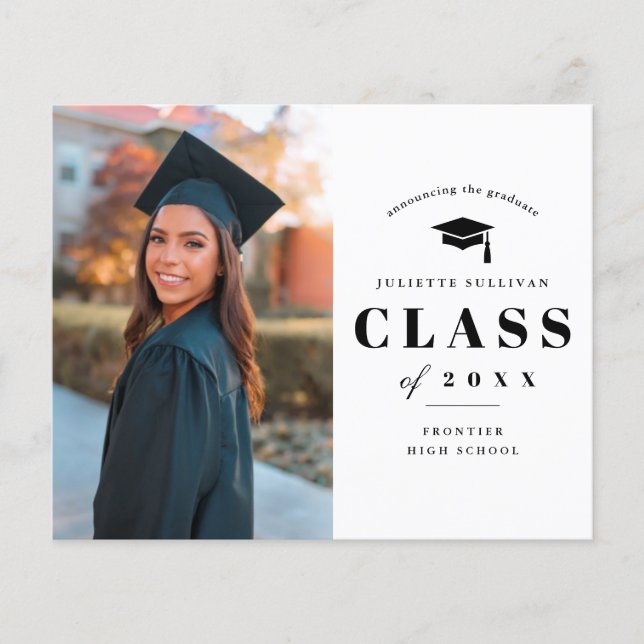 Budget Minimal Type Photo Graduation Invitation (Front)
