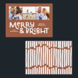 budget minimal typography 3 photo Christmas Card<br><div class="desc">All may not be calm but all can still be bright with this fun modern colourful terracotta brown natural Christmas card. With space for 3 square photographs,  available in a selection of colours.</div>