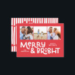 budget minimal typography 3 photo Christmas  Card<br><div class="desc">All may not be calm but all can still be bright with this fun modern colourful Christmas card. With space for 3 square photographs,  available in a selection of colours.</div>