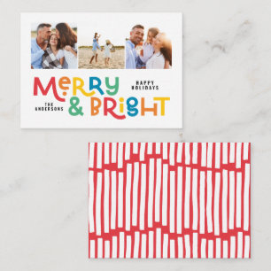 budget minimal typography 3 photo Christmas  Card