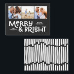 budget minimal typography 3 photo Christmas fun  Card<br><div class="desc">All may not be calm but all can still be bright with this fun green modern graphic black and white design Christmas card. With space for 3 square photographs,  available in a selection of colours.</div>