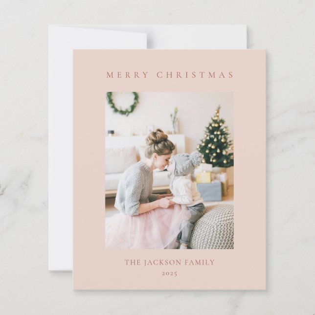 BUDGET Minimal Warm Reddish Merry Christmas Photo (Front)