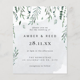 Budget Minimal Watercolor Falling Leaves Wedding Flyer